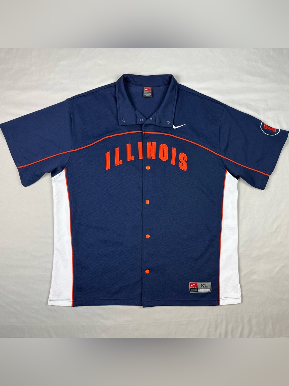 Vtg Nike Illinois Mens Basketball Shooting Shirt XL 90s Y2K Snap Button A5